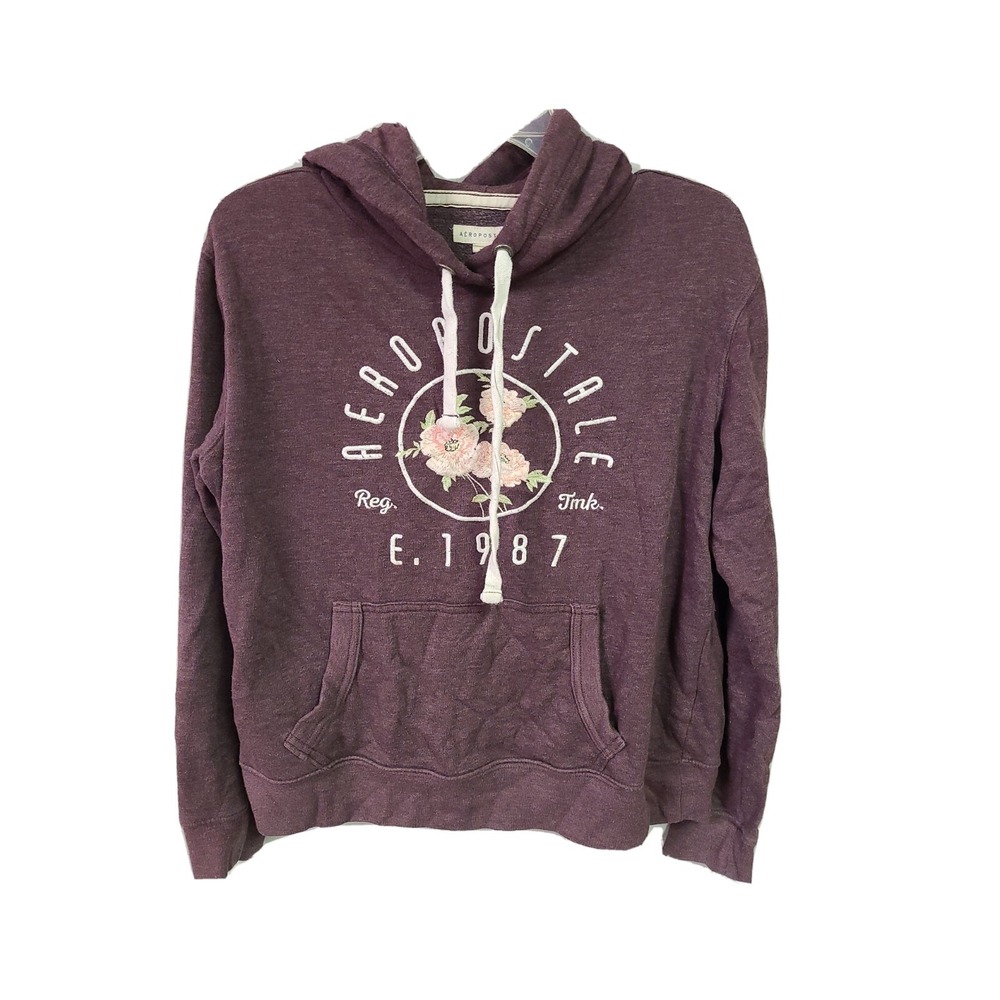 AEROPOSTALE pullover- maroon- flower‎ logo -1987 - M